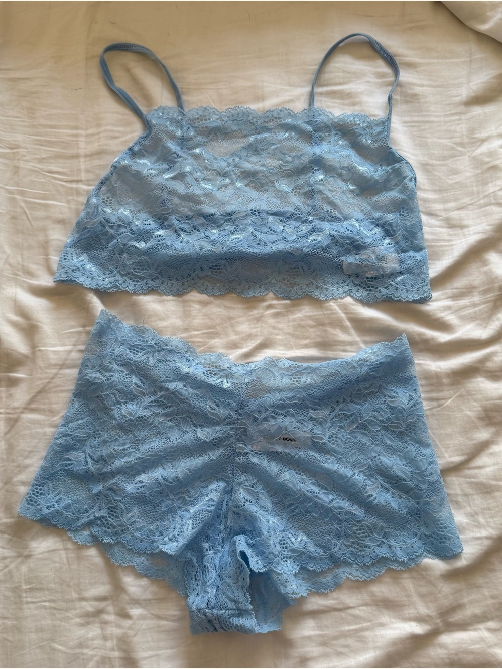 Fashion Nova Blue Lace Bralette & Boyshort Set